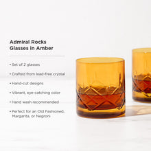 Load image into Gallery viewer, Admiral Crystal Rocks Glasses in Amber Set of 2
