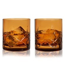 Load image into Gallery viewer, Admiral Crystal Rocks Glasses in Amber Set of 2