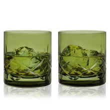 Load image into Gallery viewer, Admiral Crystal Rocks Glasses in Green Set of 2