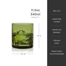 Load image into Gallery viewer, Admiral Crystal Rocks Glasses in Green Set of 2