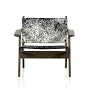 Load image into Gallery viewer, Wood frame, sling back cowhide chair in peppered black and white