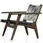 Load image into Gallery viewer, Wood frame, sling back cowhide chair in peppered black and white