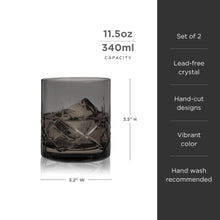 Load image into Gallery viewer, Admiral Crystal Rocks Glasses in Smoke Set of 2