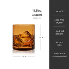 Load image into Gallery viewer, Admiral Crystal Rocks Glasses in Amber Set of 2