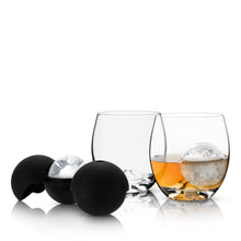 Load image into Gallery viewer, 4-Piece Ice Sphere Mold and Crystal Tumbler Set