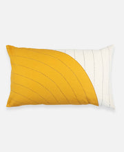 Load image into Gallery viewer, 24"L x 16"W yellow and white stitched lumbar pillow
