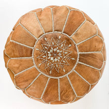 Load image into Gallery viewer, Round Moroccan Leather Pouf
