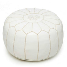 Load image into Gallery viewer, Round Moroccan Leather Pouf
