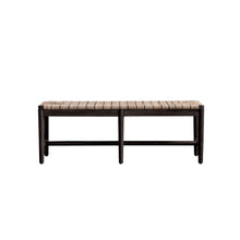 Load image into Gallery viewer, Black Mango Wood and Woven Rope Bench
