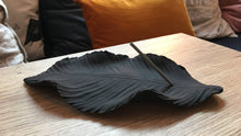 Load image into Gallery viewer, Black cerami Leaf Incense Holder on a wood surface