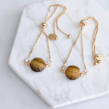 Load image into Gallery viewer, Tigers Eye Coin Adjustable Bracelet 
