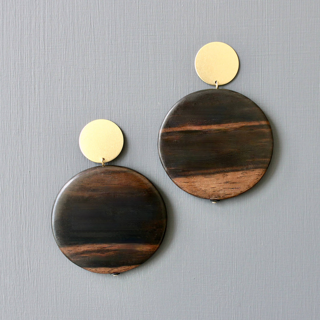 Ebony Wood Statement Earrings