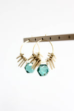 Load image into Gallery viewer, Turqouise and Gold Earrings on a White Background

