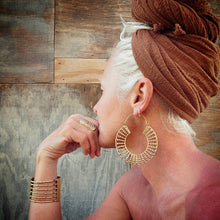 Load image into Gallery viewer, Large handcrafted brass hoop earrings
