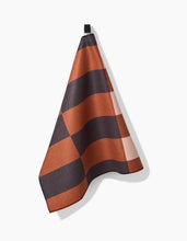 Load image into Gallery viewer, Striped towel with brown and black pattern on a white background
