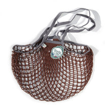Load image into Gallery viewer, Brown mesh bag with a gray handle on a white background
