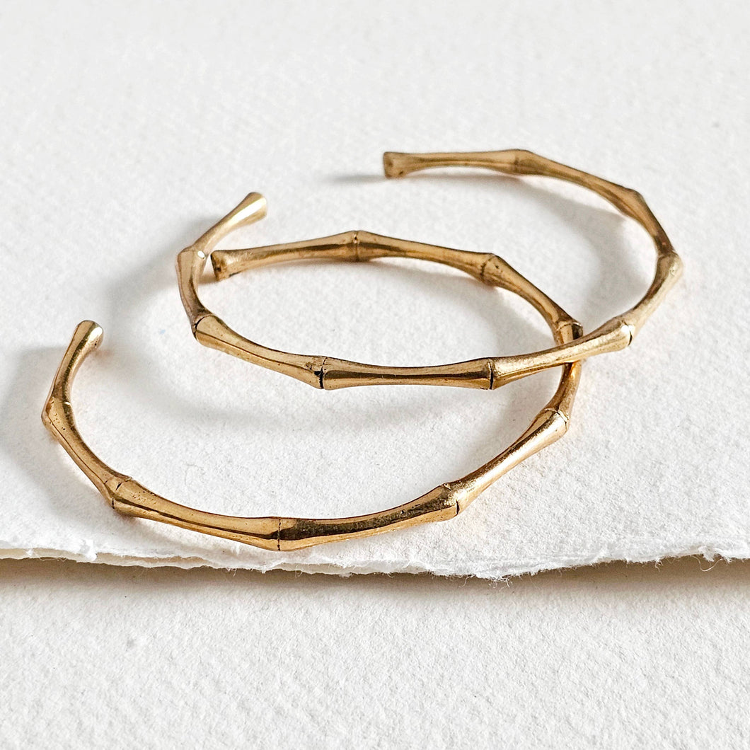 Bisjoux - Brass bamboo classic handcast cuff bracelet