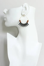 Load image into Gallery viewer, Black and Caramel Brown Hoop Earrings
