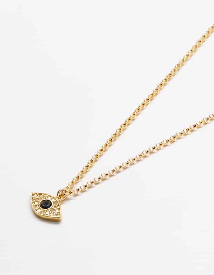 14K gold filled pave evil eye necklace
