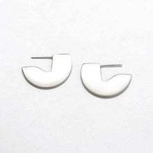 Load image into Gallery viewer, Silver Geometric Mini Semi-Circle Stud Earrings
