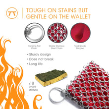 Load image into Gallery viewer, Product advertisement with chain, sponge, and text about durability and cost-effectiveness.
