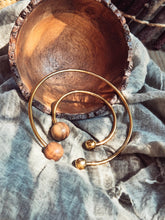 Load image into Gallery viewer, Wood brass bangle cuff bracelet
