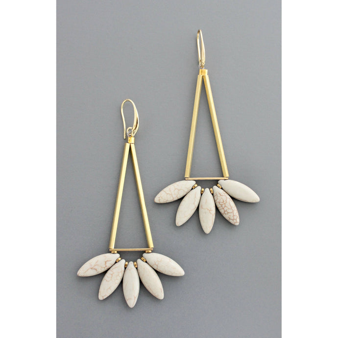 David Aubrey Earrings with gold plated brass hooks featuring gray magnesite stones