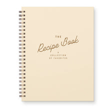 Load image into Gallery viewer, Beige recipe book with gold text on a white background
