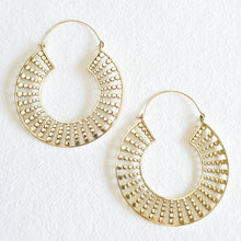 Load image into Gallery viewer, Large handcrafted brass hoop earrings 
