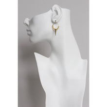 Load image into Gallery viewer, Citrine Glass and Brass Hoop Earrings
