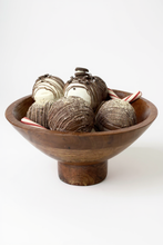 Load image into Gallery viewer, Wooden bowl filled with chocolate on a white background
