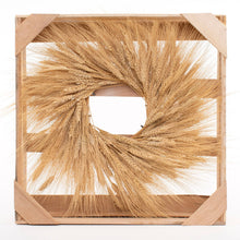 Load image into Gallery viewer, Decorative wall art with wheat design inside a wooden frame on a white background
