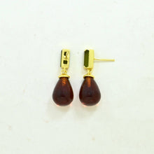 Load image into Gallery viewer, Gracelynn Earring Gold Plated - Green Tourmaline &amp; Hessonite
