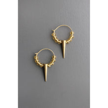 Load image into Gallery viewer, Citrine Glass and Brass Hoop Earrings

