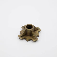 Load image into Gallery viewer, castle candlestick holder in antique brass

