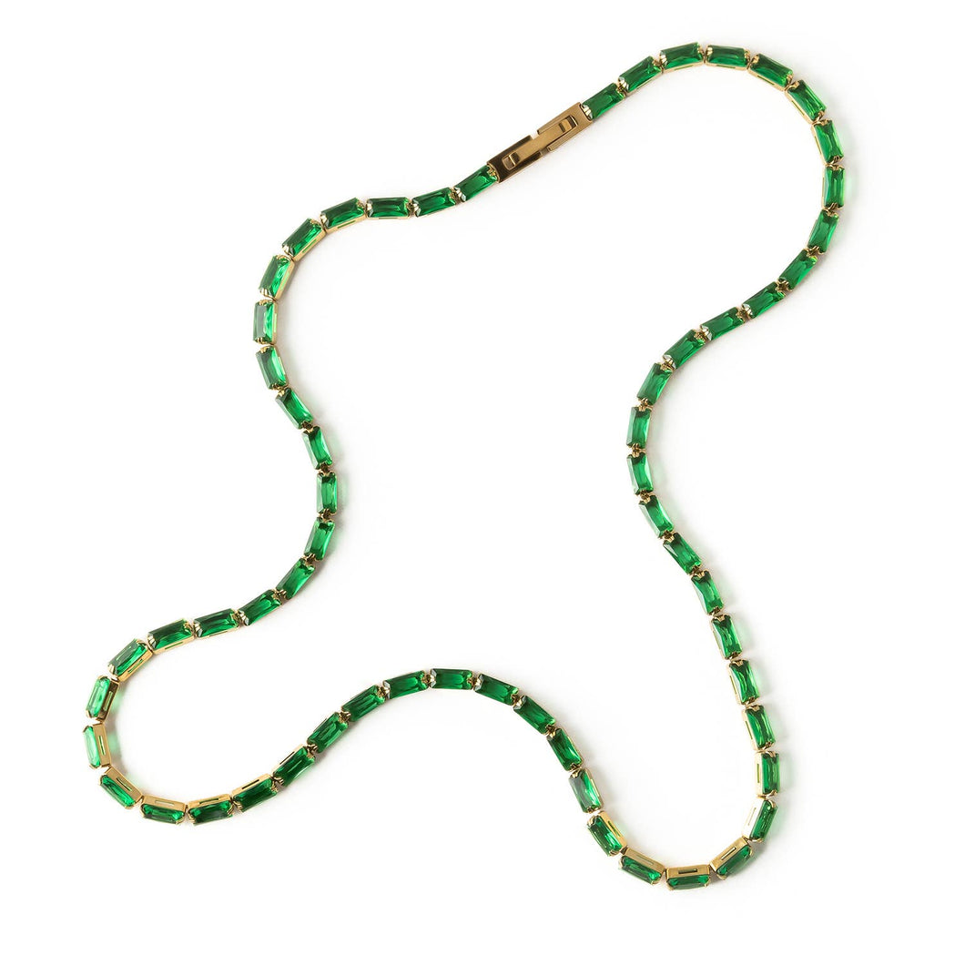 Rectangular Tennis Necklace in Green