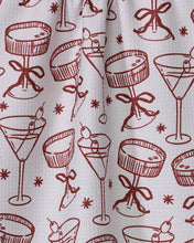 Load image into Gallery viewer, Pattern of red cocktail glasses with olives on a white background
