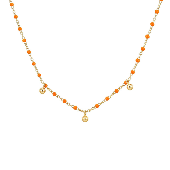 14K gold vermeil beaded charm necklace