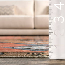 Load image into Gallery viewer, nuLoom Judy Traditional Persian Machine Washable Area Rug in rust and blue

