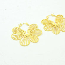 Load image into Gallery viewer, Gold hoop earrings on a white background

