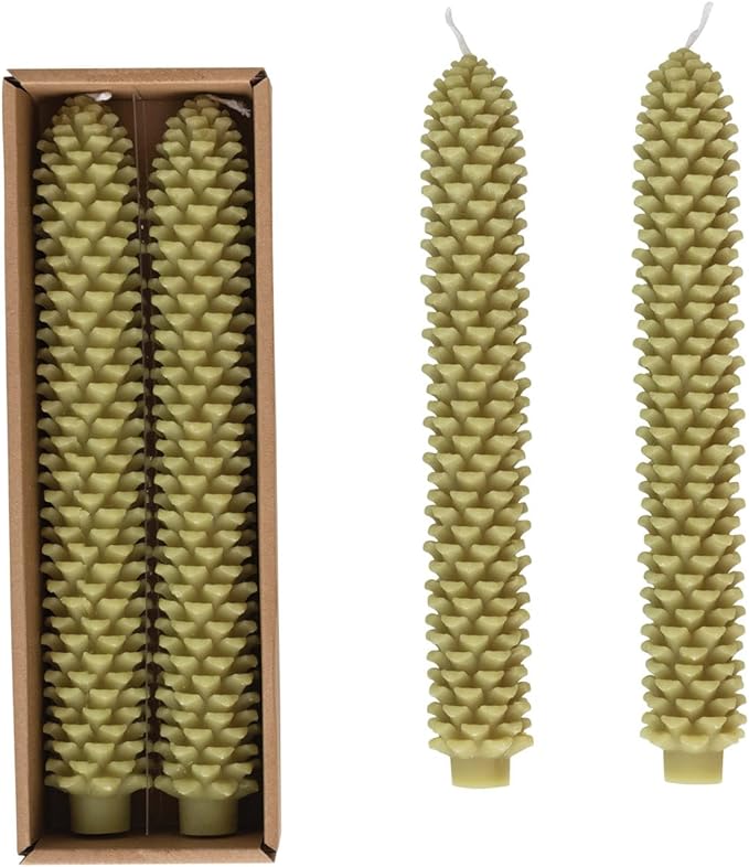 Pinecone Tapered Candle Set