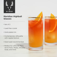 Load image into Gallery viewer, Viski - Deco Meridian Gold-Rimmed Crystal Highball Glasses -Set of 2
