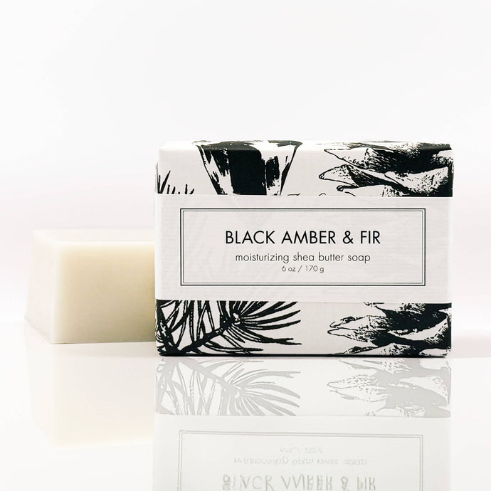 6 oz shea butter soap black amber and fir scent
