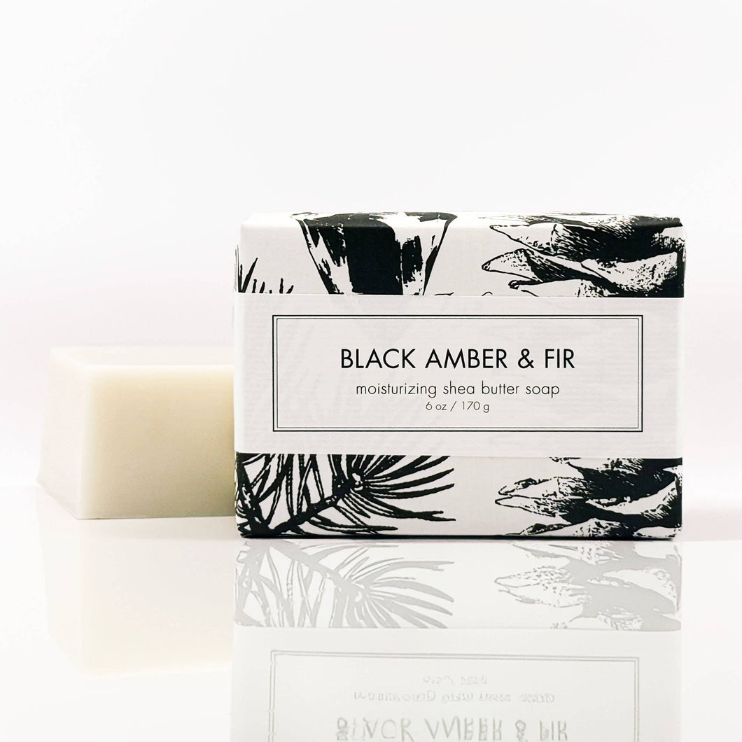 6 oz shea butter soap black amber and fir scent