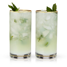 Load image into Gallery viewer, Viski - Deco Meridian Gold-Rimmed Crystal Highball Glasses -Set of 2
