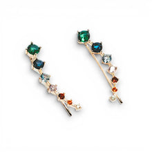 Load image into Gallery viewer, Multicolored gemstone earrings on a white background

