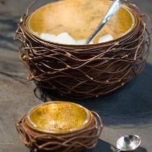 Load image into Gallery viewer, Two woven bowls with a spoon on a dark surface
