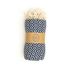 Load image into Gallery viewer, Malta Peshtemal Cotton Beach Towel: Black
