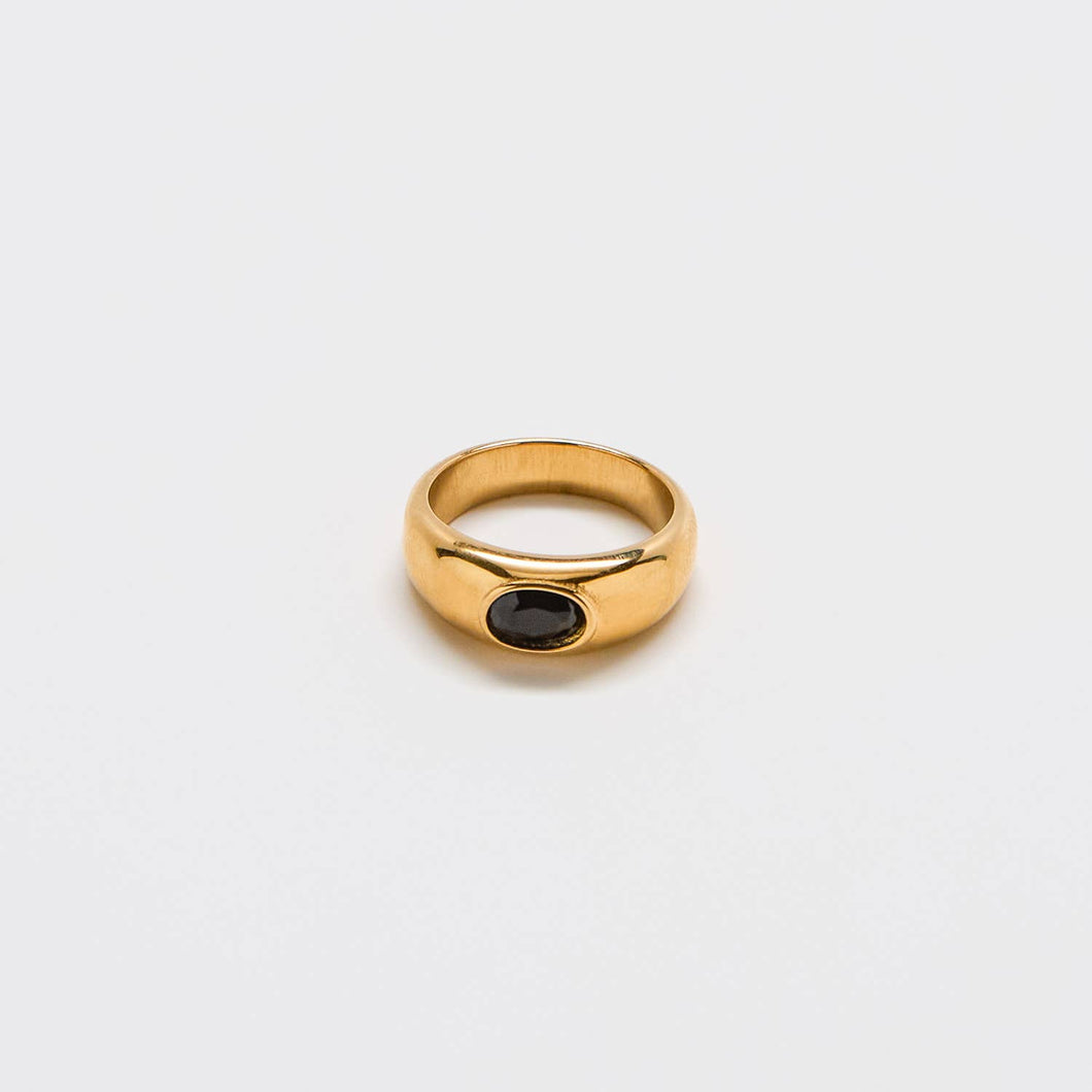 Black Pave Signet Stacking Ring