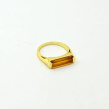 Load image into Gallery viewer, Gold ring with citrine stone on a white background
